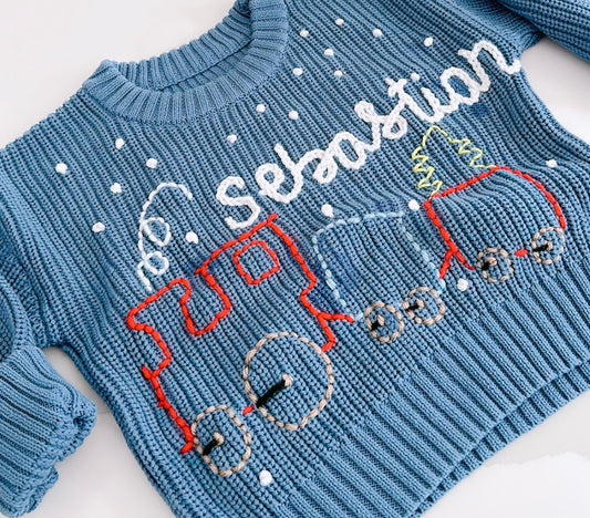 Holiday Toddler Knit Train Sweater
