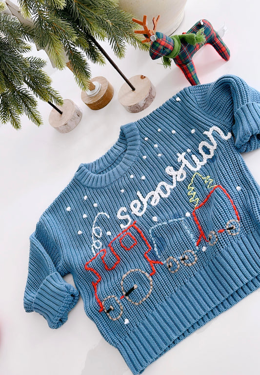 Holiday Toddler Knit Train Sweater