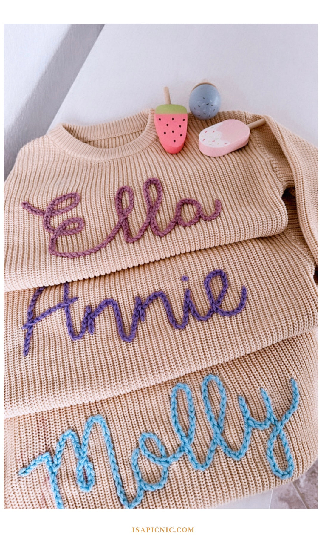 Name Sweater, knit toddler chunky sweater Isapicnicbox –